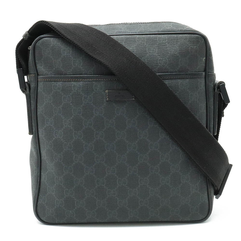 Gucci GG Supreme Crossbody Bag Leather Gray Black